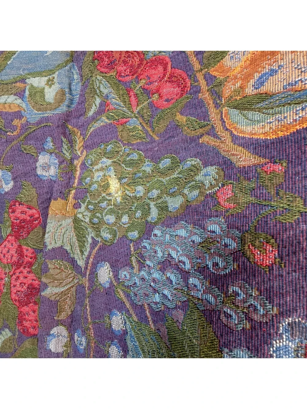 Woven Tapestry Throw Blanket Fruit Floral Pattern 50x54 Storage Location: F-6